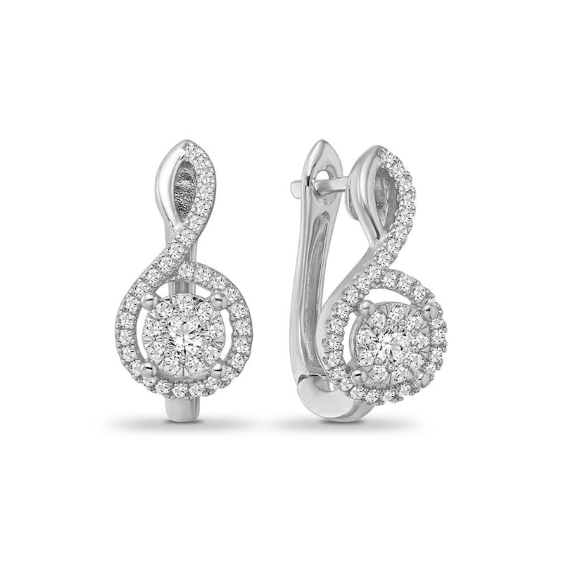 1/2 CT. T.W. Diamond Twist Hoop Earrings in 10K White Gold