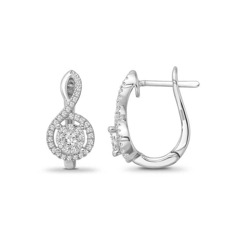 1/2 CT. T.W. Diamond Twist Hoop Earrings in 10K White Gold