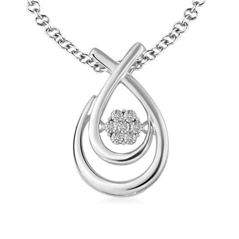 Main Image 1 of Diamond Accent Teardrop Pendant in Sterling Silver