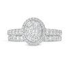 Thumbnail Image 4 of 1 CT. T.W. Oval Multi-Diamond Frame Bridal Set in 14K White Gold