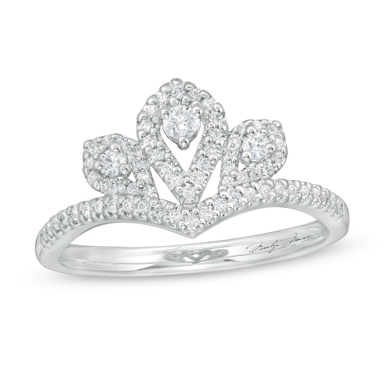 Main Image 1 of Marilyn Monroe™ Collection 1/3 CT. T.W. Diamond Crown Ring in 10K White Gold