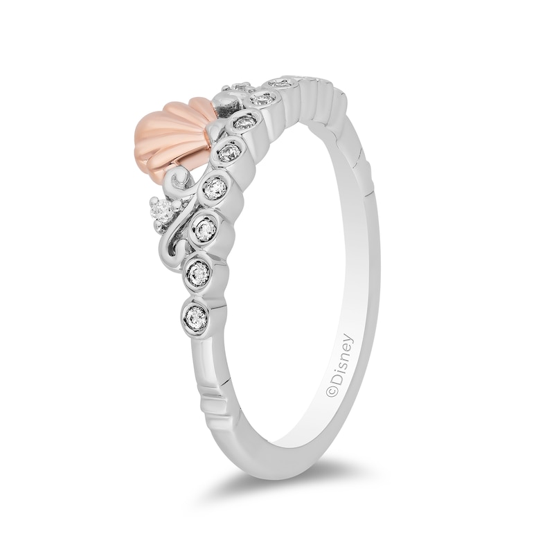 Main Image 2 of Enchanted Disney Ariel 1/10 CT. T.W. Diamond Crown Ring in Sterling Silver and 10K Rose Gold - Size 7