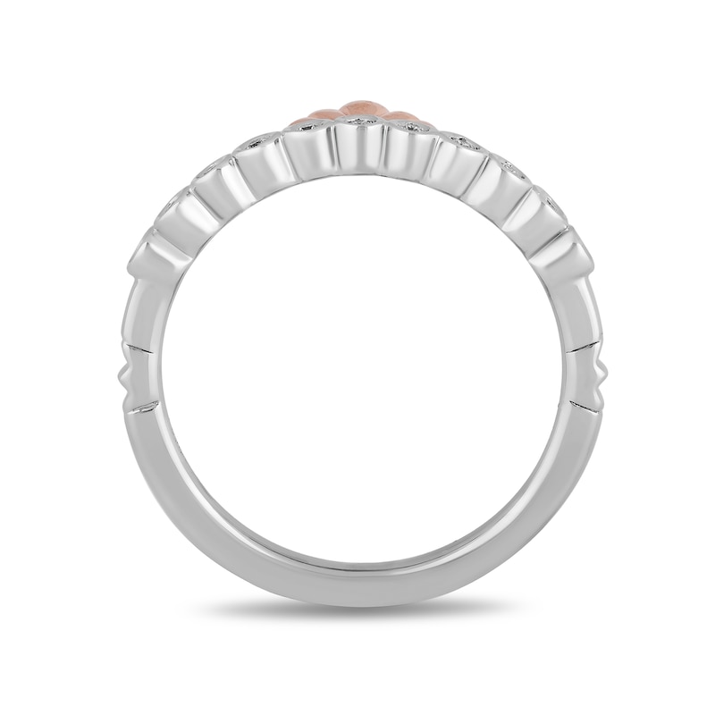 Main Image 3 of Enchanted Disney Ariel 1/10 CT. T.W. Diamond Crown Ring in Sterling Silver and 10K Rose Gold - Size 7