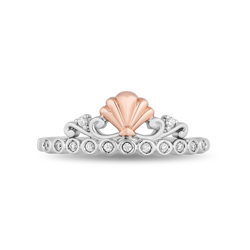 Main Image 4 of Enchanted Disney Ariel 1/10 CT. T.W. Diamond Crown Ring in Sterling Silver and 10K Rose Gold - Size 7