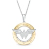 Thumbnail Image 1 of Wonder Woman™ Collection 1/10 CT. T.W. Diamond Symbol Circle Pendant in Sterling Silver and 10K Gold