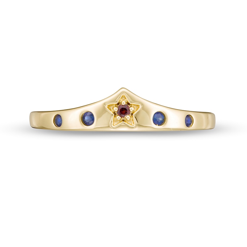Wonder Woman™ Collection Garnet and Blue Sapphire Tiara Ring in 10K Gold