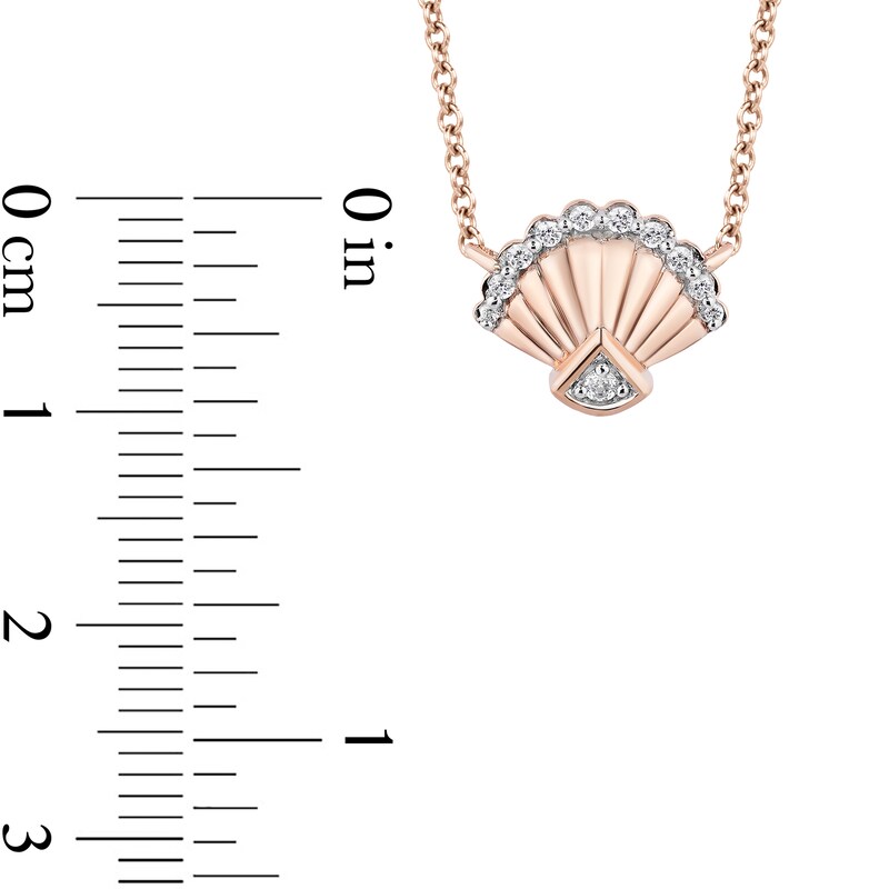 Main Image 3 of Enchanted Disney Ariel 1/10 CT. T.W. Diamond Seashell Necklace in 10K Rose Gold