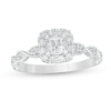 Thumbnail Image 1 of 5/8 CT. T.W. Princess-Cut Diamond Cushion Frame Vintage-Style Engagement Ring in 14K White Gold (I/I2)