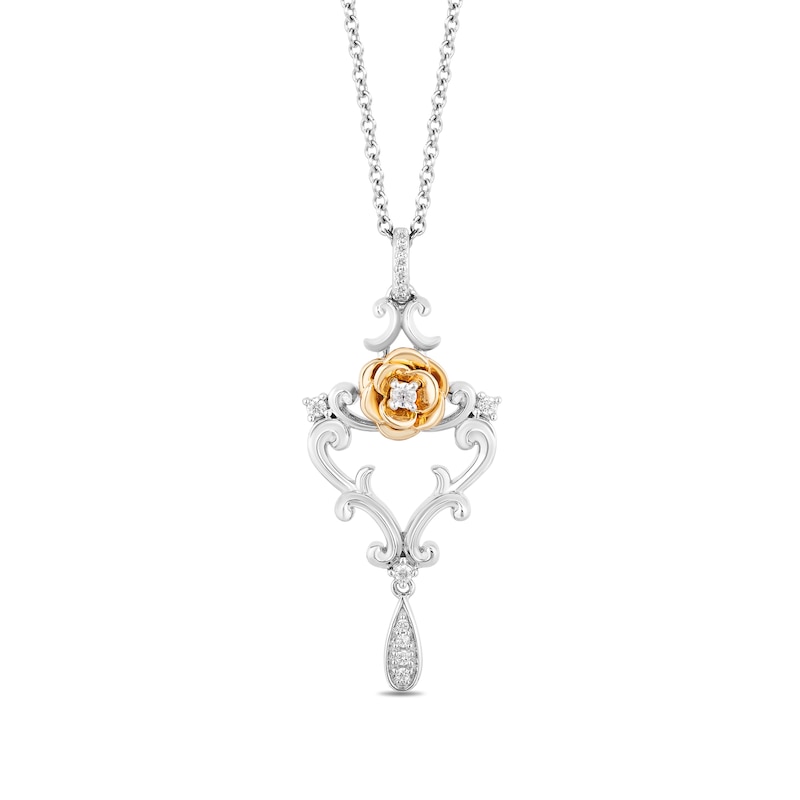 Main Image 1 of Collector's Edition Enchanted Disney Beauty and the Beast Diamond Pendant in Sterling Silver
