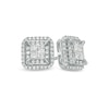 Thumbnail Image 0 of 3/4 CT. T.W. Quad Princess-Cut Diamond Double Frame Stud Earrings in 10K White Gold