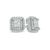 Thumbnail Image 1 of 3/4 CT. T.W. Quad Princess-Cut Diamond Double Frame Stud Earrings in 10K White Gold