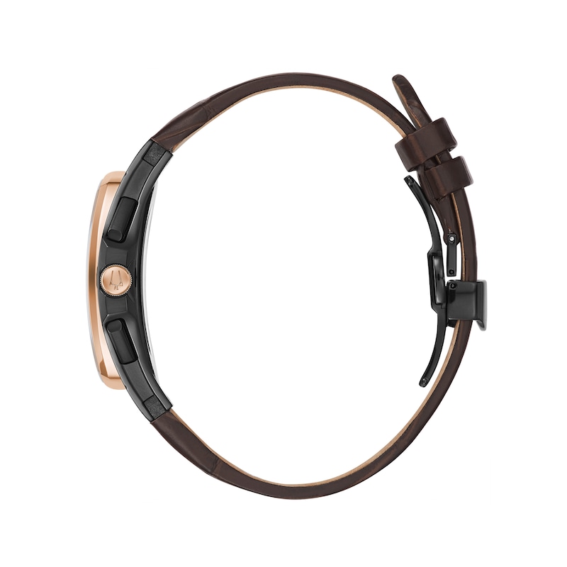 Main Image 2 of Men's Bulova Curv Two-Tone Chronograph Watch with Tonneau Brown Skeleton Dial (Model: 98A264)