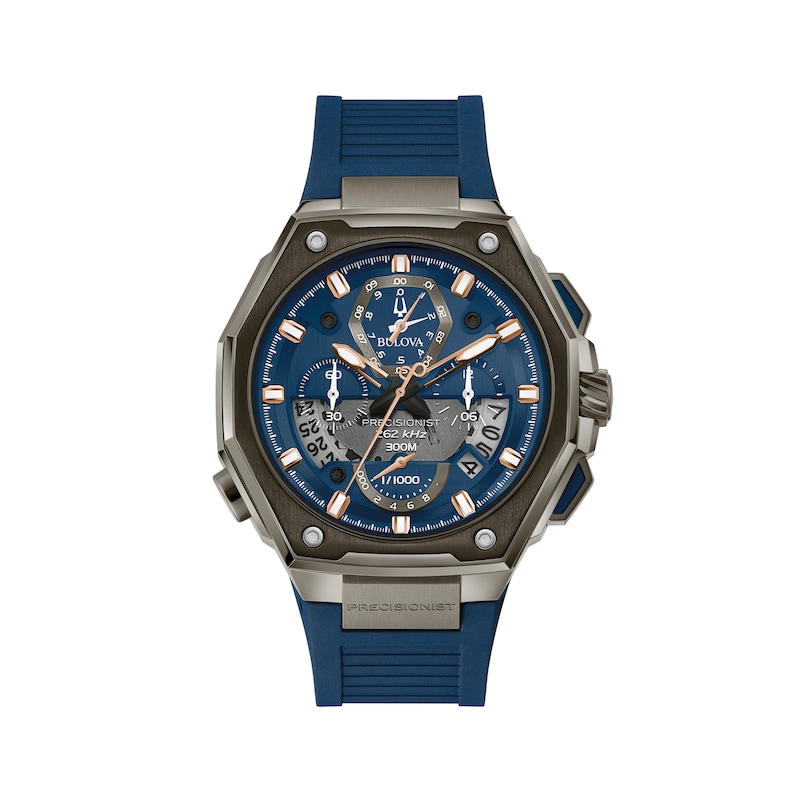 Main Image 1 of Men's Bulova Precisionist Two-Tone Chronograph Strap Watch with Blue Dial (Model: 98B357)
