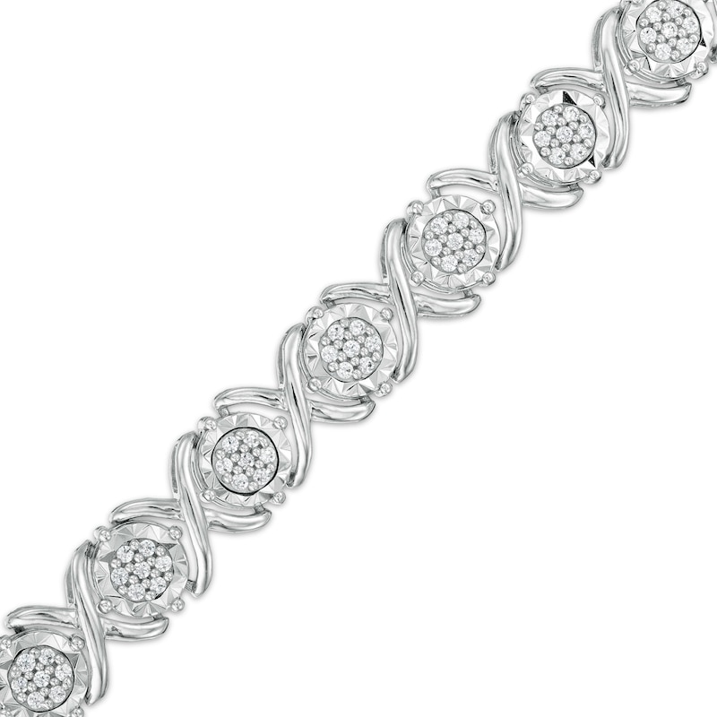 Main Image 1 of 1 CT. T.W. Composite Diamond "XO" Line Bracelet in Sterling Silver – 7.5"
