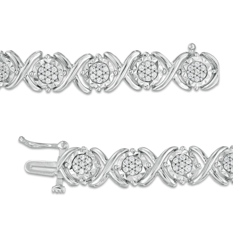 Main Image 2 of 1 CT. T.W. Composite Diamond "XO" Line Bracelet in Sterling Silver – 7.5"