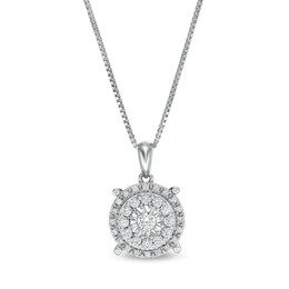 1/3 CT. T.W. Diamond Double Frame Pendant in Sterling Silver