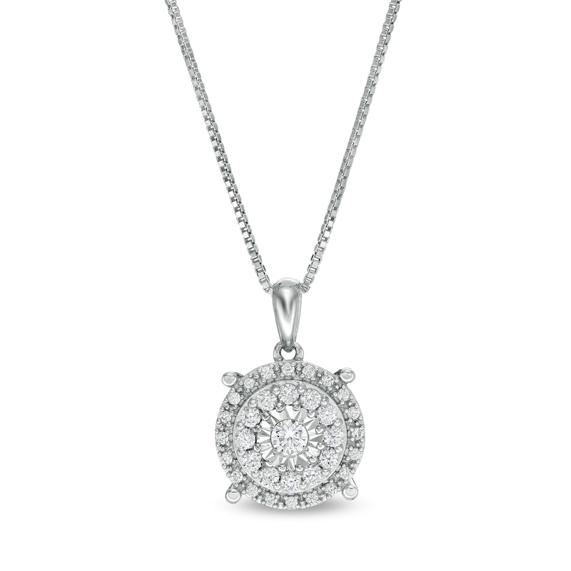 1/3 CT. T.W. Diamond Double Frame Pendant in Sterling Silver