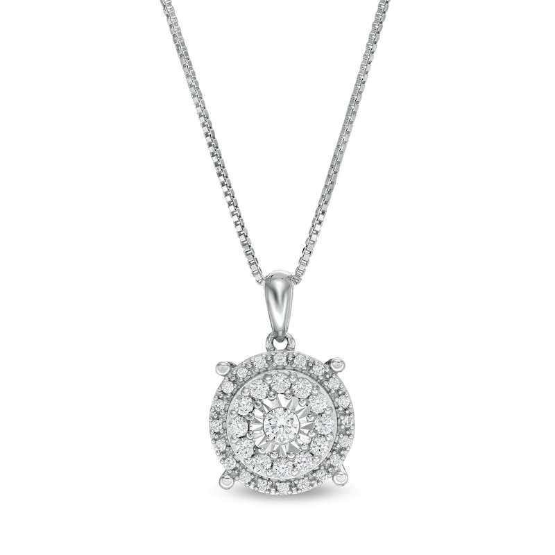 Main Image 1 of 1/3 CT. T.W. Diamond Double Frame Pendant in Sterling Silver