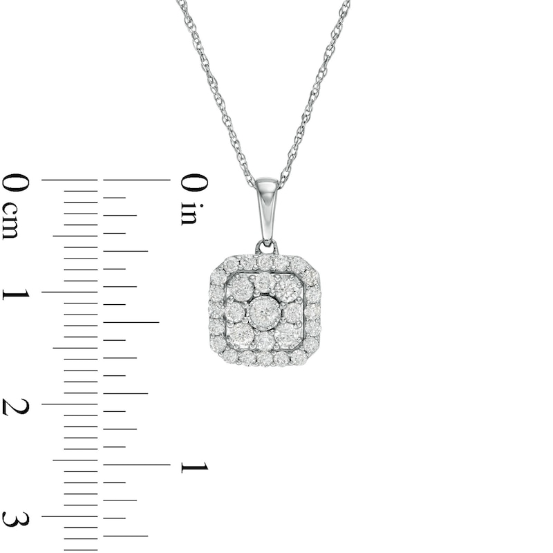 Main Image 3 of 1/2 CT. T.W. Composite Cushion-Shaped Diamond Frame Pendant in 10K White Gold