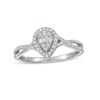 Thumbnail Image 1 of 1/4 CT. T.W. Composite Pear-Shaped Diamond Twist Shank Promise Ring in 10K White Gold