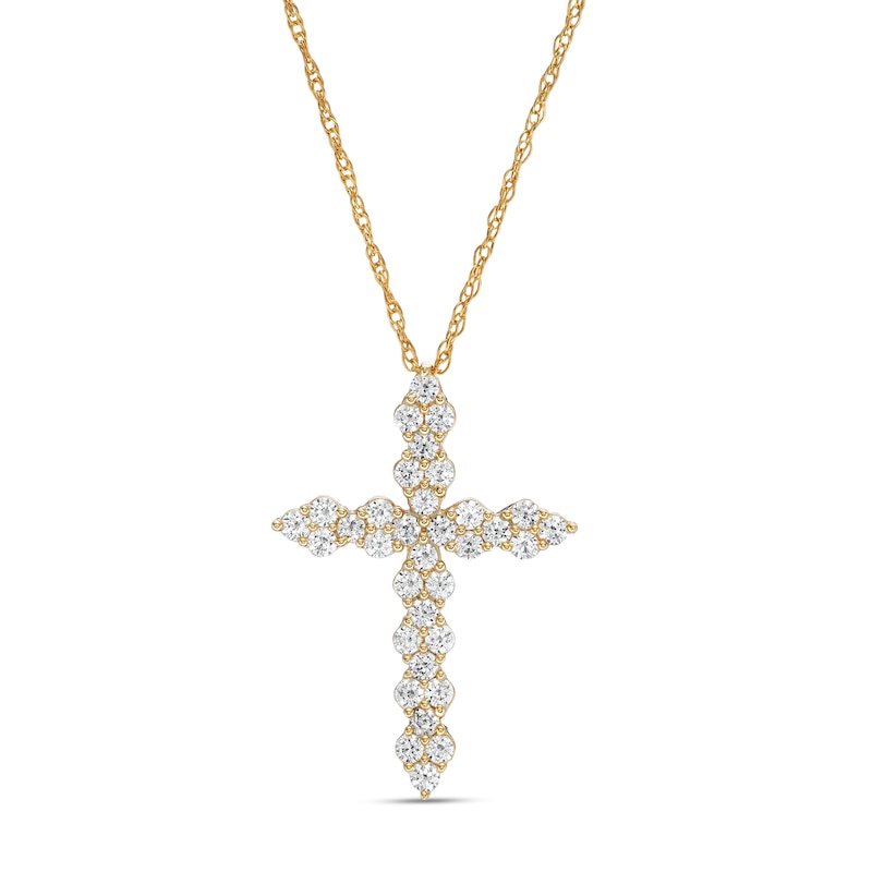 1/2 CT. T.W. Diamond Scalloped Cross Pendant in 10K Gold