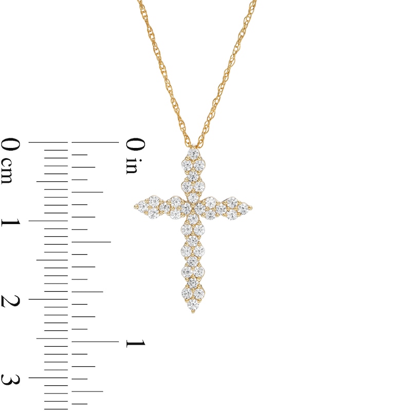 1/2 CT. T.W. Diamond Scalloped Cross Pendant in 10K Gold