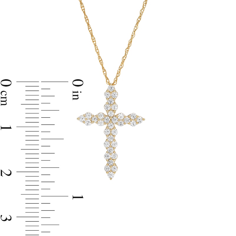 Main Image 3 of 1/2 CT. T.W. Diamond Scalloped Cross Pendant in 10K Gold