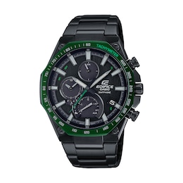 Men's Casio Edifice Solar Powered Chronograph Black IP Watch with Black Dial (Model: EQB1100XDC1A)