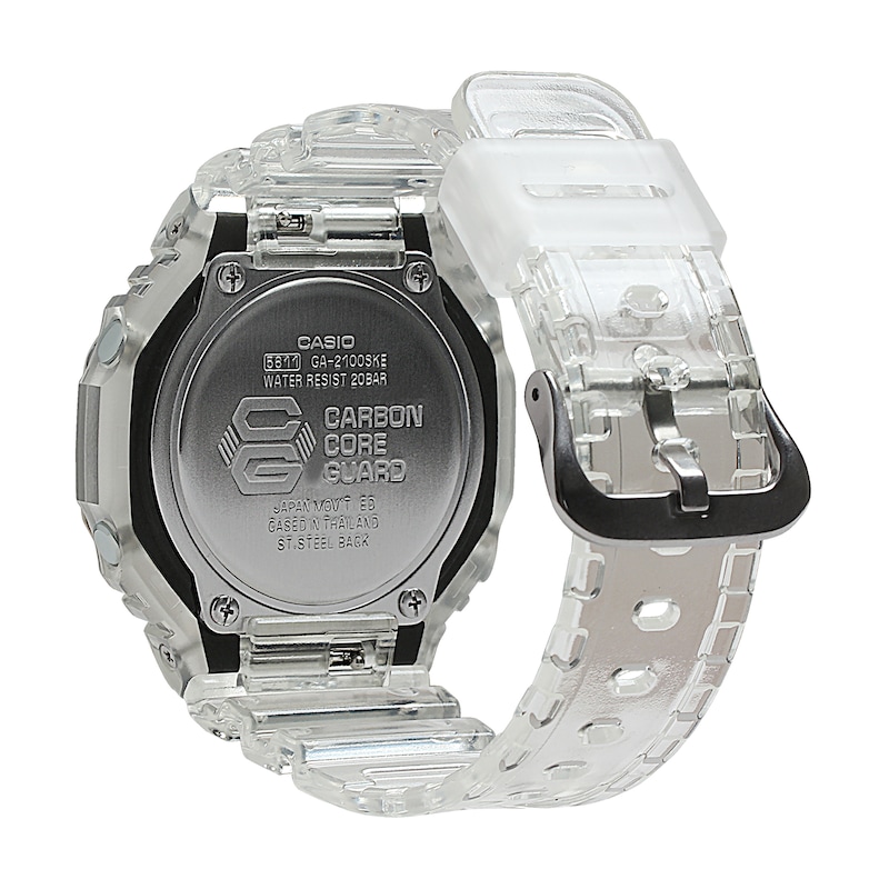 Men's Casio G-Shock Classic Clear Resin Strap Watch with Black Dial (Model: GA2100SKE-7A)