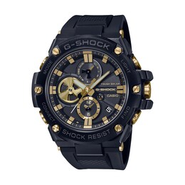 Men's Casio G-Shock G-Steel Black IP Black Resin Strap Watch with Black Dial (Model: GSTB100GC-1A)