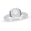 Thumbnail Image 1 of Vera Wang Love Collection 3/4 CT. T.W. Diamond and Blue Sapphire Collar Engagement Ring in 14K White Gold