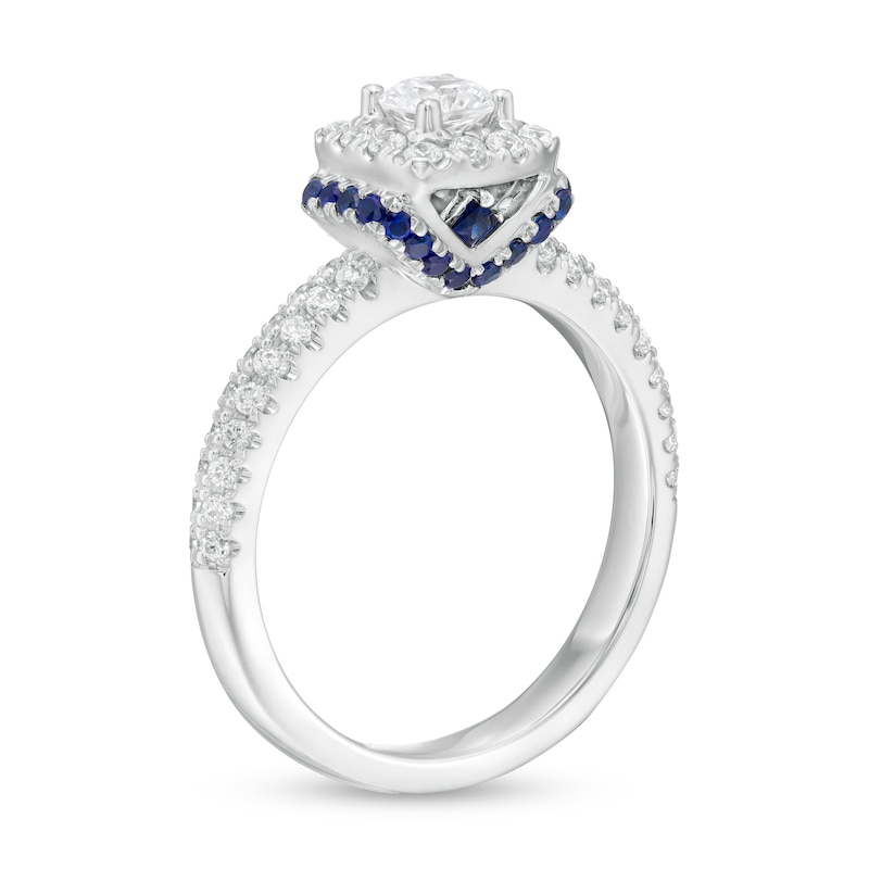 Main Image 3 of Vera Wang Love Collection 3/4 CT. T.W. Diamond and Blue Sapphire Collar Engagement Ring in 14K White Gold