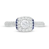 Thumbnail Image 4 of Vera Wang Love Collection 3/4 CT. T.W. Diamond and Blue Sapphire Collar Engagement Ring in 14K White Gold