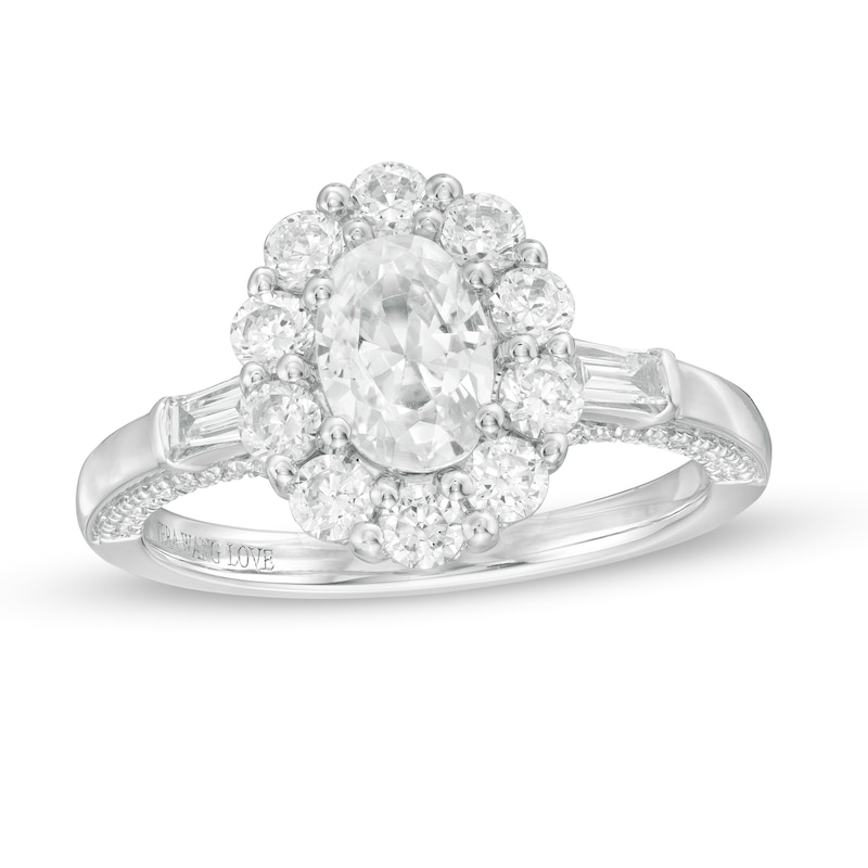 Main Image 1 of Vera Wang Love Collection 1-3/4 CT. T.W. Oval Diamond Frame Engagement Ring in 14K White Gold
