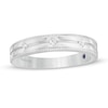 Thumbnail Image 1 of Vera Wang Men's 1/10 CT. T.W. Square-Cut Diamond Three Stone Wedding Band in 14K White Gold