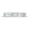 Thumbnail Image 4 of Vera Wang Men's 1/10 CT. T.W. Square-Cut Diamond Three Stone Wedding Band in 14K White Gold