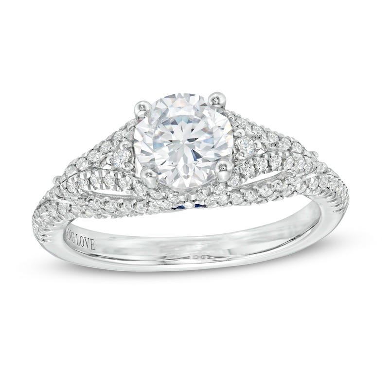 Main Image 1 of Vera Wang Love Collection 1-3/8 CT. T.W. Certified Diamond Split Shank Engagement Ring in 14K White Gold (I/SI2)