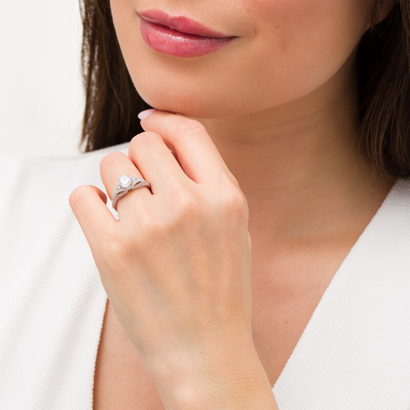 Main Image 2 of Vera Wang Love Collection 1-3/8 CT. T.W. Certified Diamond Split Shank Engagement Ring in 14K White Gold (I/SI2)