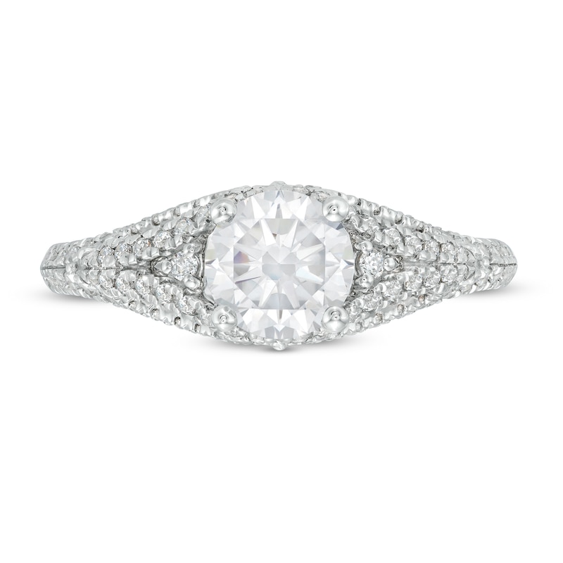 Main Image 4 of Vera Wang Love Collection 1-3/8 CT. T.W. Certified Diamond Split Shank Engagement Ring in 14K White Gold (I/SI2)