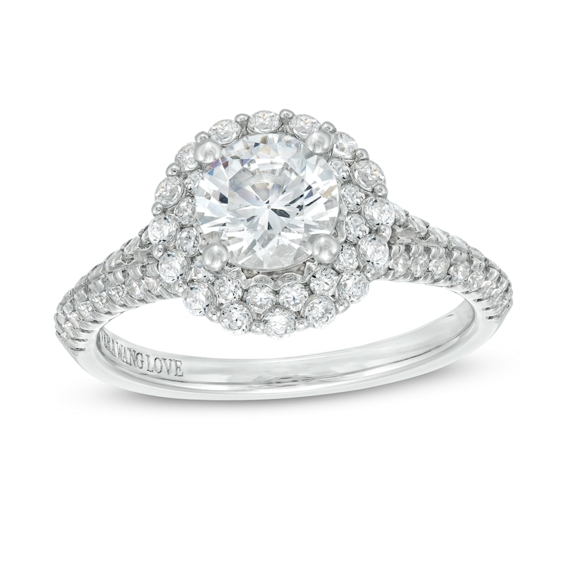 Vera Wang Love Collection 1-5/8 CT. T.W. Certified Diamond Double Frame Engagement Ring in 14K White Gold (I/SI2)