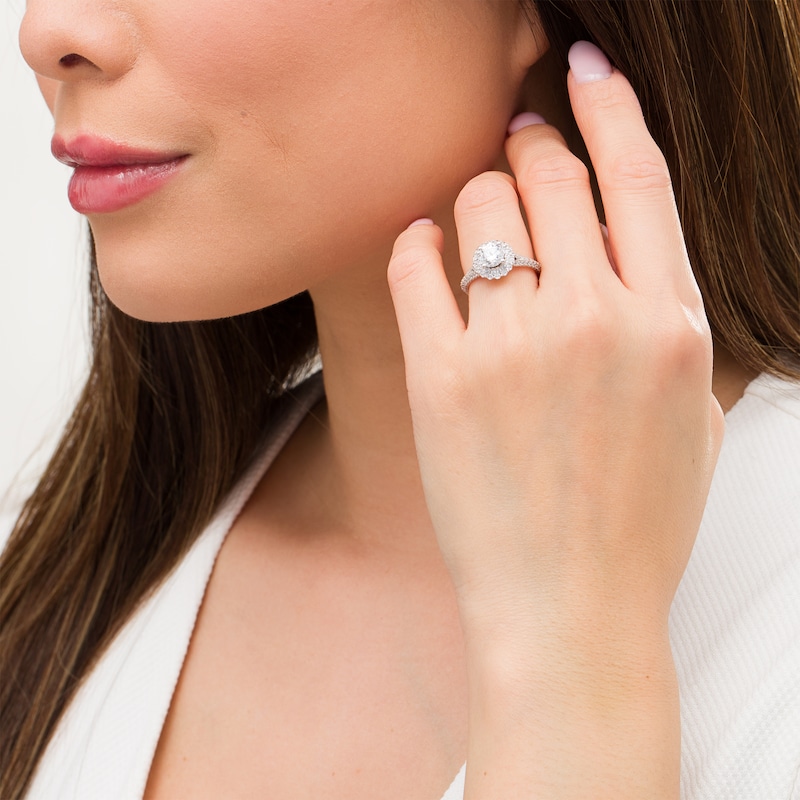 Main Image 2 of Vera Wang Love Collection 1-5/8 CT. T.W. Certified Diamond Double Frame Engagement Ring in 14K White Gold (I/SI2)