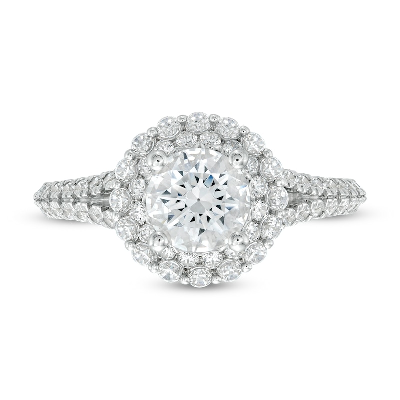 Main Image 4 of Vera Wang Love Collection 1-5/8 CT. T.W. Certified Diamond Double Frame Engagement Ring in 14K White Gold (I/SI2)