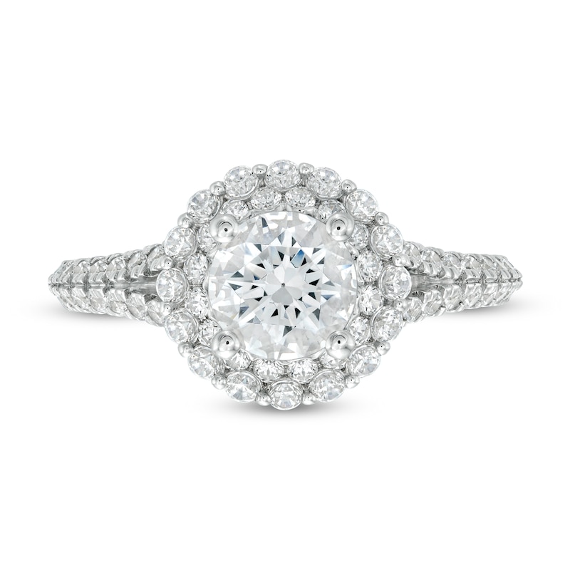 Vera Wang Love Collection 1-5/8 CT. T.W. Certified Diamond Double Frame Engagement Ring in 14K White Gold (I/SI2)