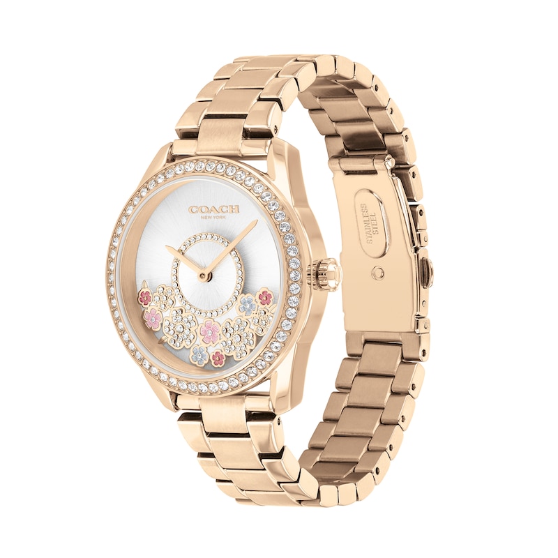 Main Image 2 of Ladies' Coach Preston Crystal Accent Rose-Tone IP Watch with Silver-Tone Dial (Model: 14503776)