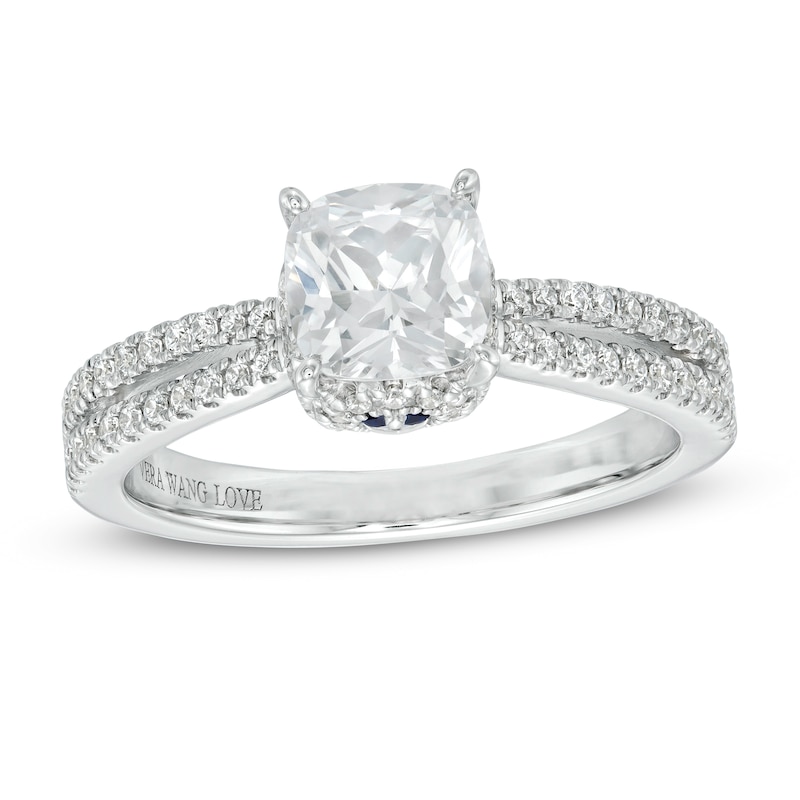 Main Image 1 of Vera Wang Love Collection 1-1/3 CT. T.W. Certified Diamond Split Shank Engagement Ring in 14K White Gold (I/SI2)