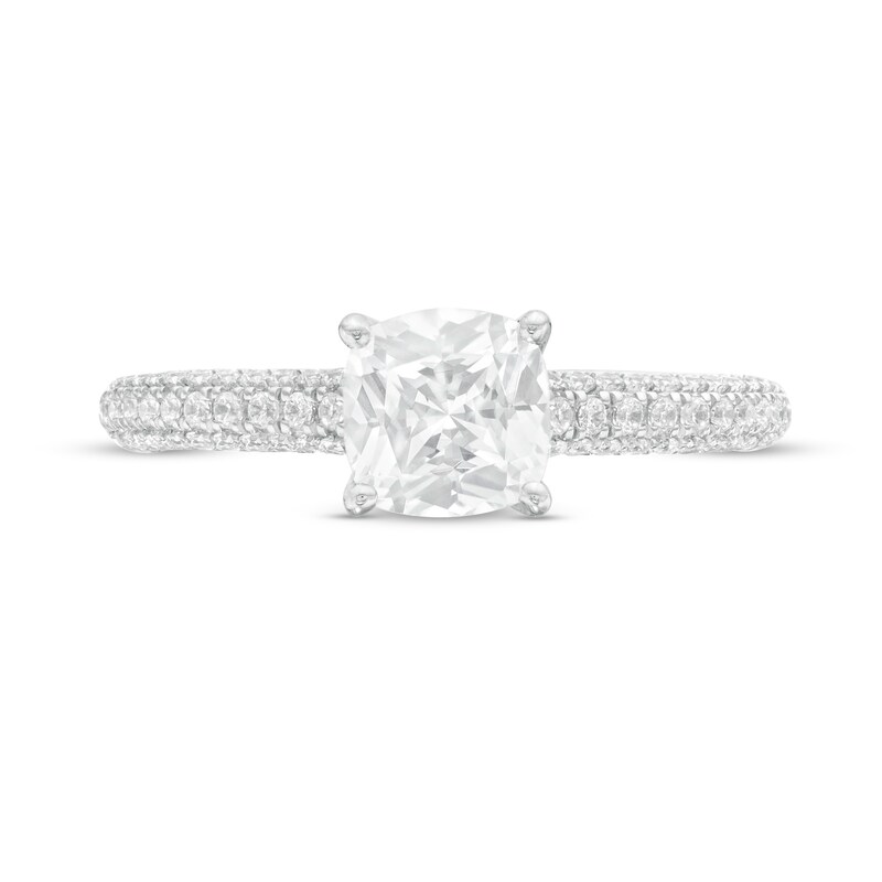 Main Image 4 of Vera Wang Love Collection 1-1/4 CT. T.W. Certified Cushion-Cut Diamond Engagement Ring in 14K White Gold (I/SI2)