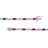 Thumbnail Image 2 of Oval Lab-Created Ruby and White Lab-Created Sapphire Quartet Line Bracelet in Sterling Silver - 7.25"