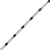 Thumbnail Image 0 of Oval Blue and White Lab-Created Sapphire Quartet Line Bracelet in Sterling Silver - 7.25"