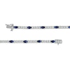 Thumbnail Image 1 of Oval Blue and White Lab-Created Sapphire Quartet Line Bracelet in Sterling Silver - 7.25"