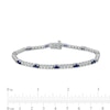 Thumbnail Image 2 of Oval Blue and White Lab-Created Sapphire Quartet Line Bracelet in Sterling Silver - 7.25"